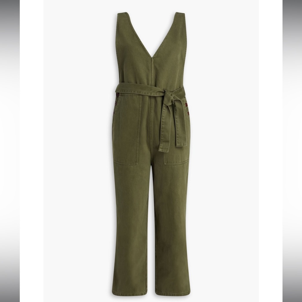 Alex Mill army green recycled denim overall jumpsuit size large